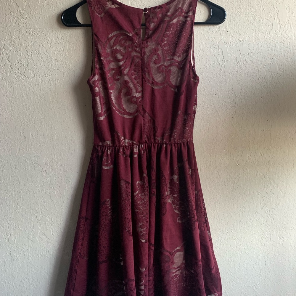 Marroon Lace Skater Dress